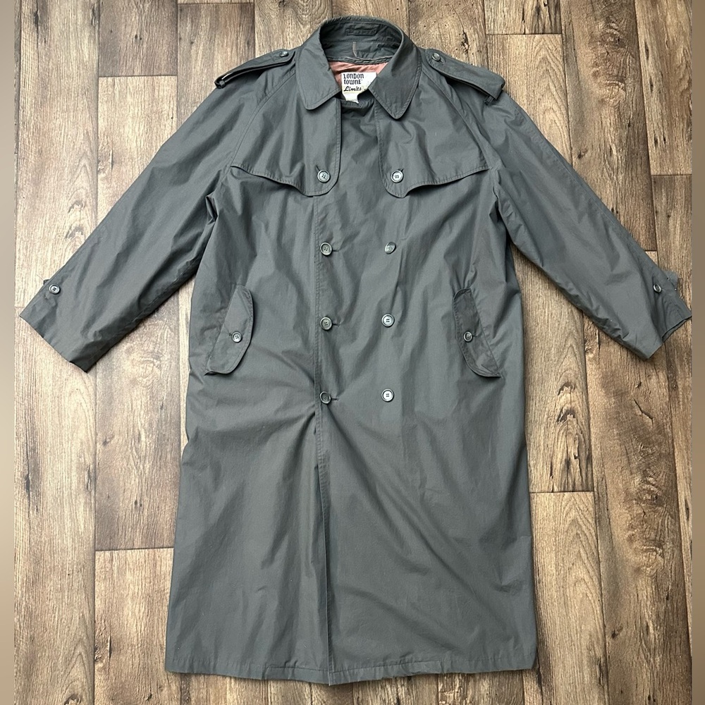 London towne limits Dark grey trench City coat Size 46 Long